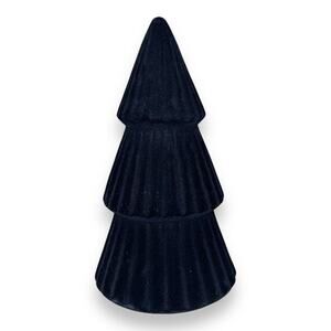 Flocked Velvet Christmas Holiday Ceramic Tree Dark Navy Blue 12 inch